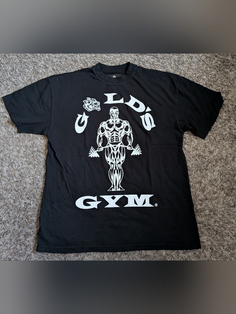 NWOT Darc Sport x Gold's Gym Black Cotton Loose Fit Wolves Shirt Men's M
